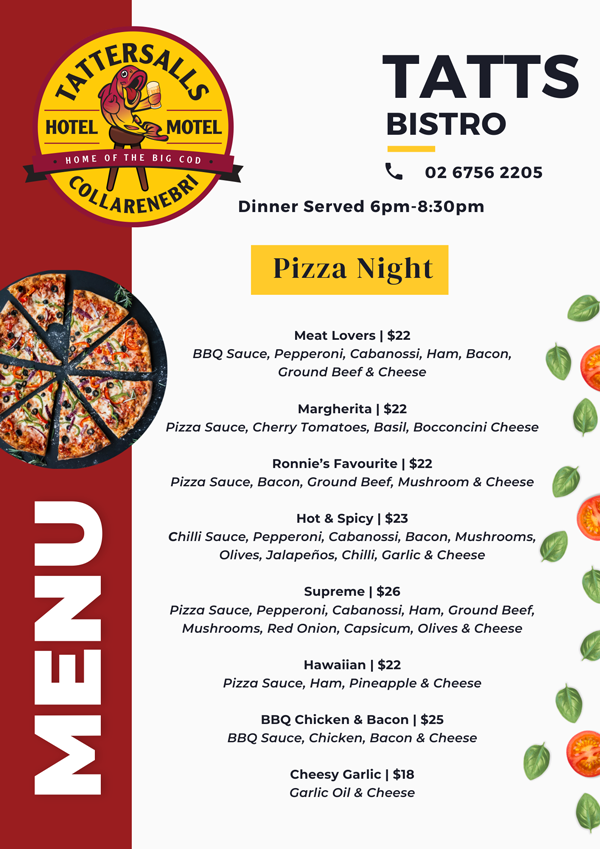 Pizza Menu